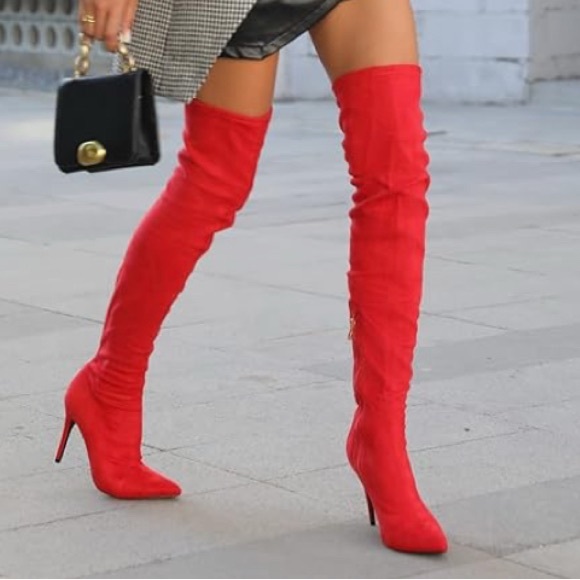 Shoes - Chic Orange Over-the-Knee Boots